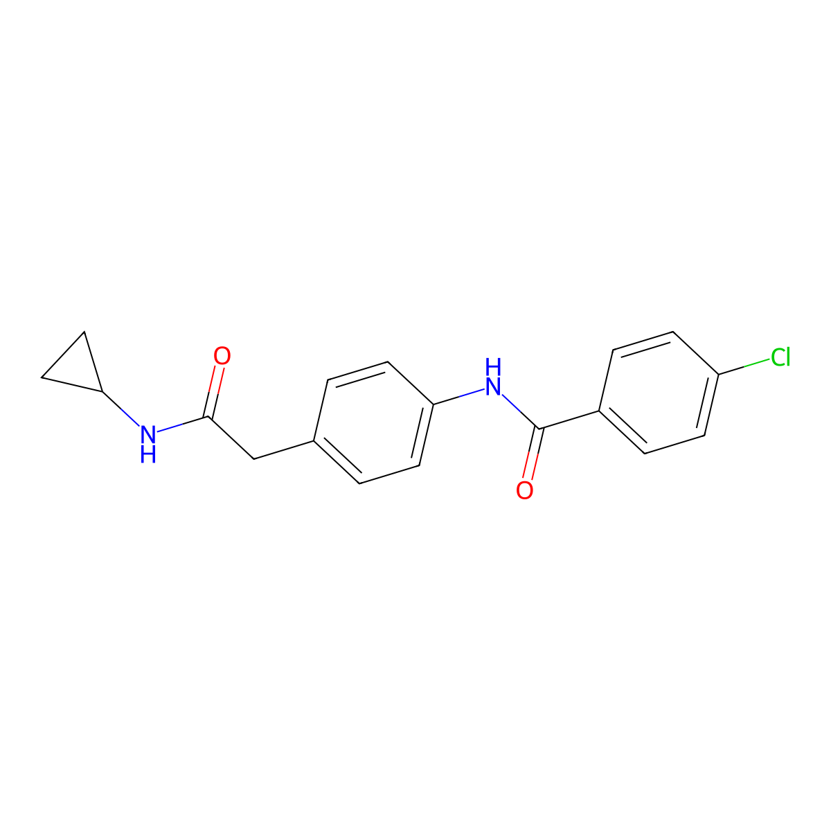 4-chloro-N-{4-[(cyclopropylcarbamoyl)methyl]phenyl}benzamide molecular structure, CAS 1060230-93-4