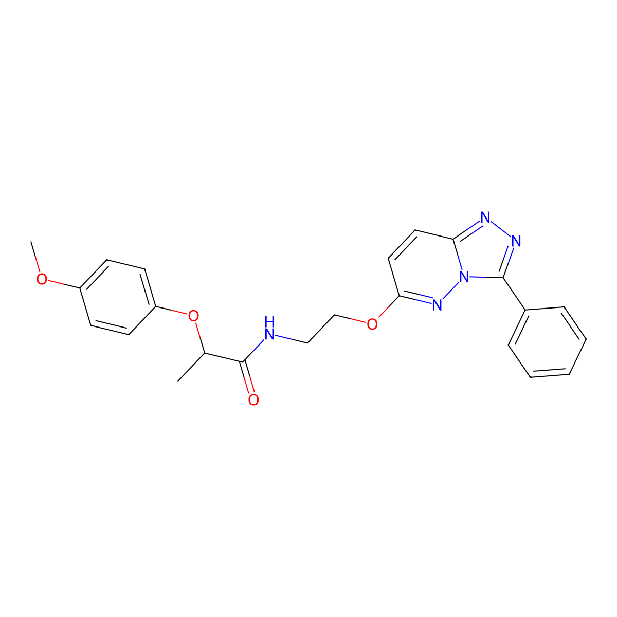 2-(4-methoxyphenoxy)-N-(2-((3-phenyl-[1,2,4]triazolo[4,3-b]pyridazin-6-yl)oxy)ethyl)propanamide molecular structure, CAS 1060233-95-5