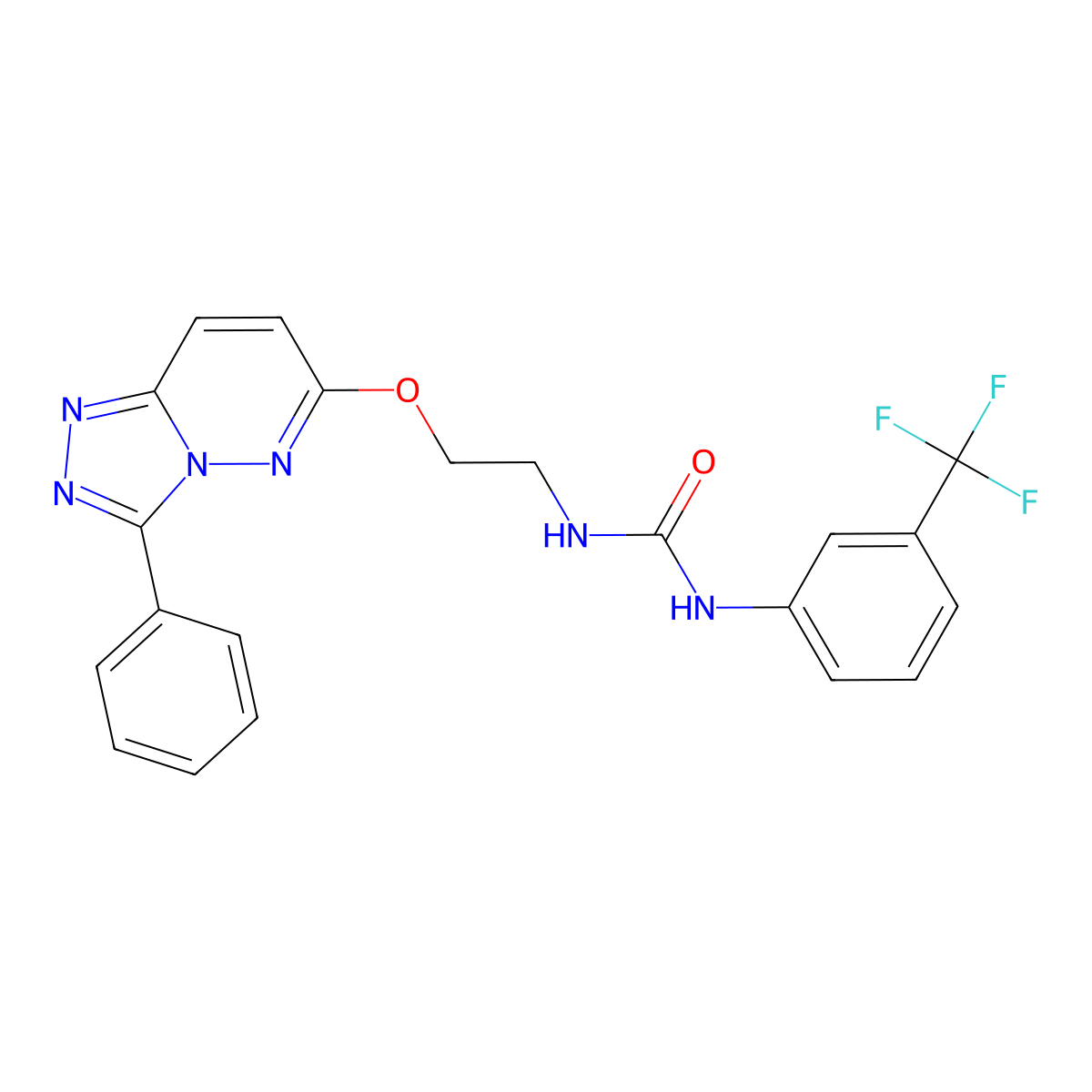 3-[2-({3-Phenyl-[1,2,4]triazolo[4,3-b]pyridazin-6-yl}oxy)ethyl]-1-[3-(trifluoromethyl)phenyl]urea molecular structure, CAS 1060234-47-0