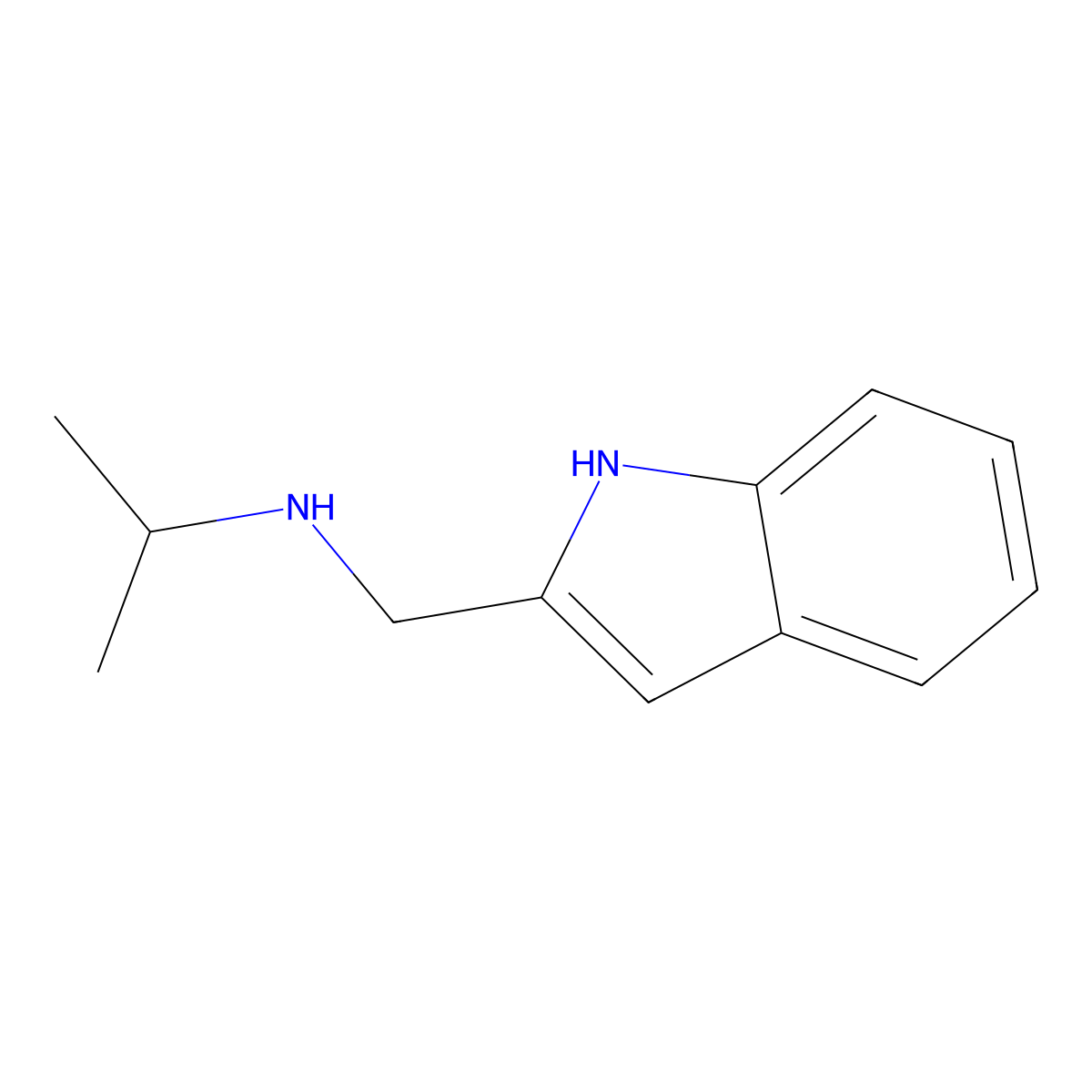 N-((1H-Indol-2-yl)methyl)propan-2-amine molecular structure, CAS 106024-59-3