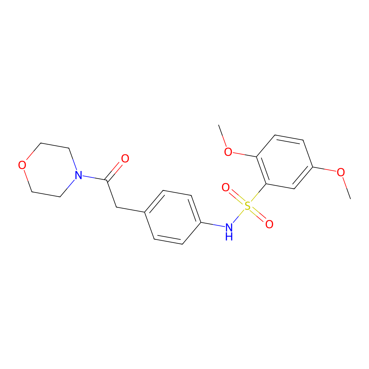 2,5-dimethoxy-N-(4-(2-morpholino-2-oxoethyl)phenyl)benzenesulfonamide molecular structure, CAS 1060241-85-1