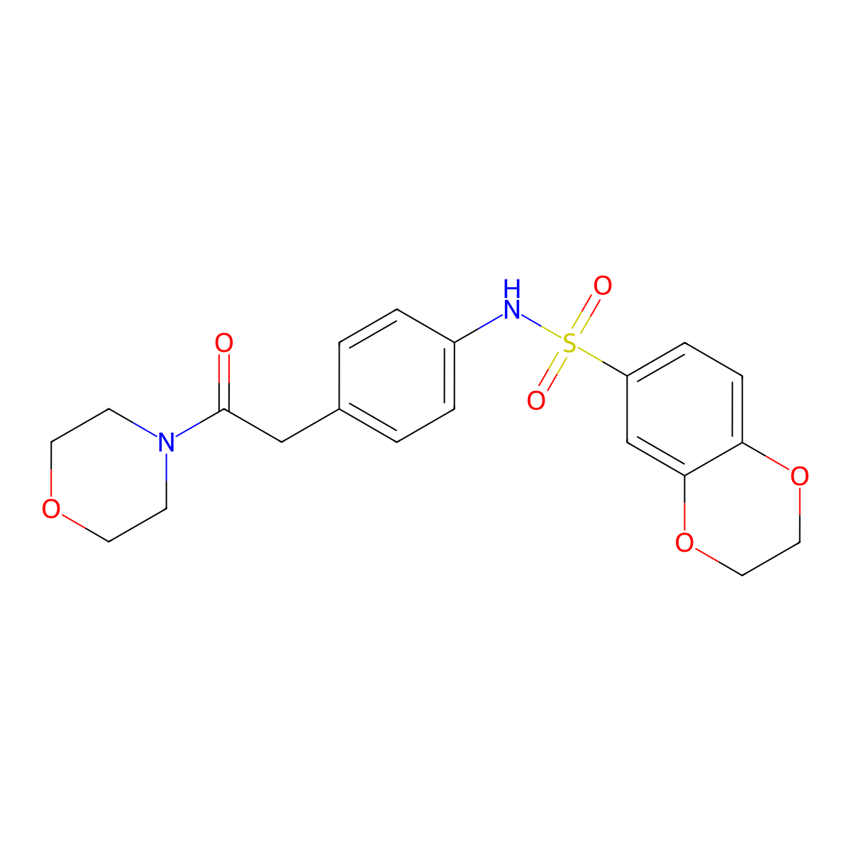 N-{4-[2-(morpholin-4-yl)-2-oxoethyl]phenyl}-2,3-dihydro-1,4-benzodioxine-6-sulfonamide molecular structure, CAS 1060242-20-7