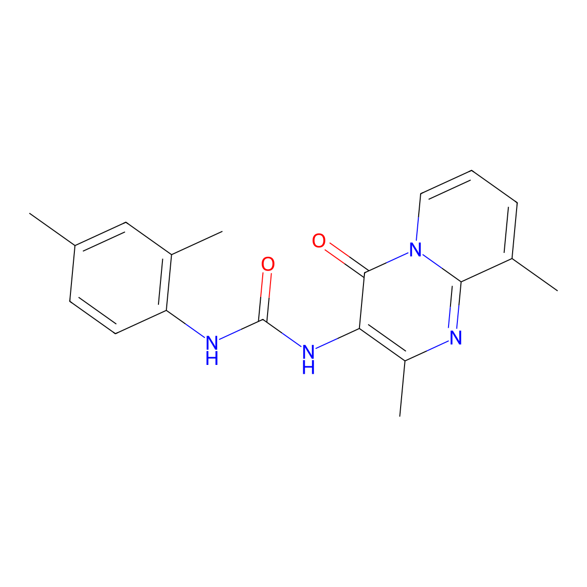1-(2,9-dimethyl-4-oxo-4H-pyrido[1,2-a]pyrimidin-3-yl)-3-(2,4-dimethylphenyl)urea molecular structure, CAS 1060243-11-9