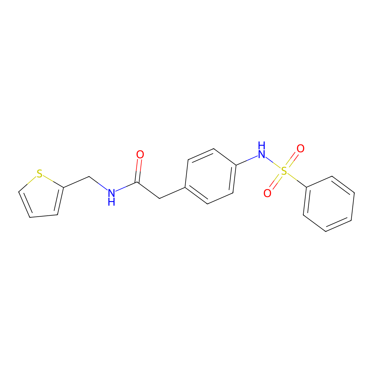 2-(4-benzenesulfonamidophenyl)-N-[(thiophen-2-yl)methyl]acetamide molecular structure, CAS 1060245-34-2