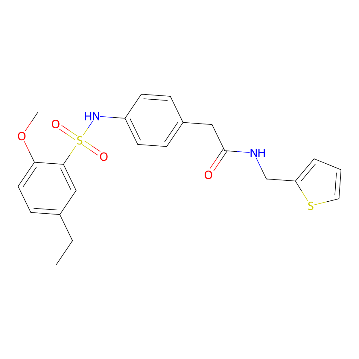2-[4-(5-ethyl-2-methoxybenzenesulfonamido)phenyl]-N-[(thiophen-2-yl)methyl]acetamide molecular structure, CAS 1060246-11-8
