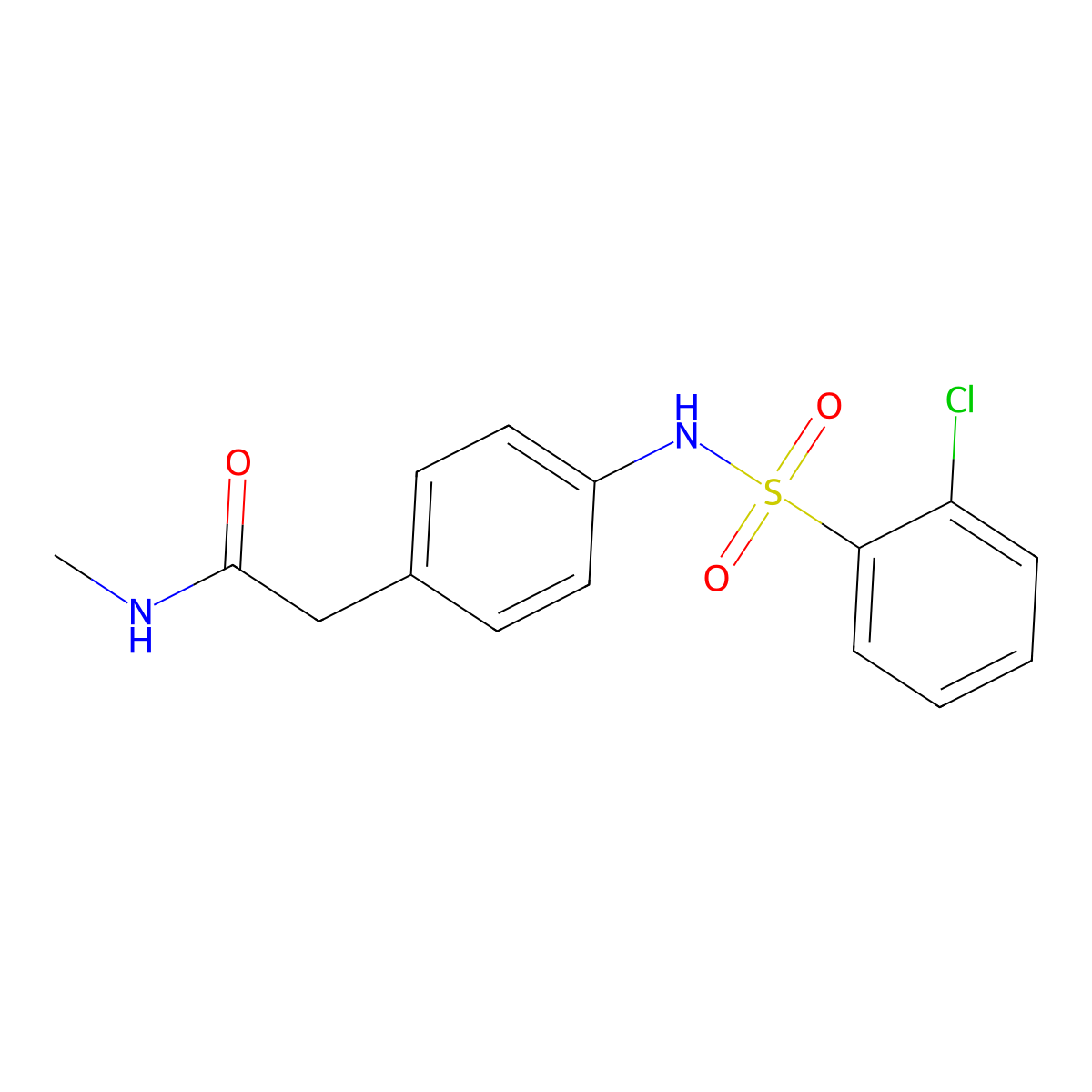 2-[4-(2-chlorobenzenesulfonamido)phenyl]-N-methylacetamide molecular structure, CAS 1060246-48-1