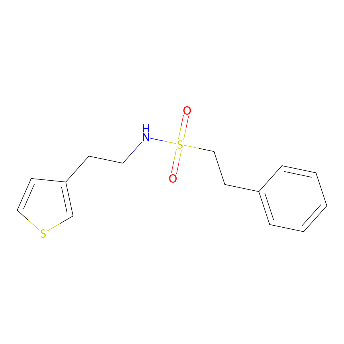 2-phenyl-N-[2-(thiophen-3-yl)ethyl]ethane-1-sulfonamide molecular structure, CAS 1060246-76-5