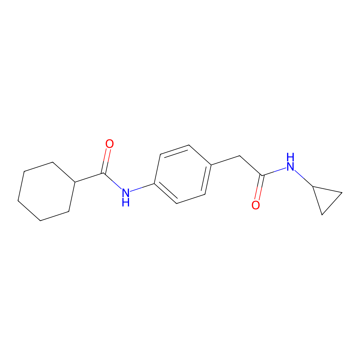 N-{4-[(cyclopropylcarbamoyl)methyl]phenyl}cyclohexanecarboxamide molecular structure, CAS 1060246-84-5