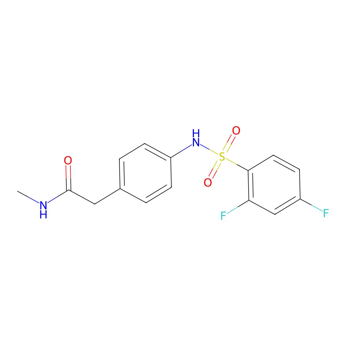 2-[4-(2,4-difluorobenzenesulfonamido)phenyl]-N-methylacetamide molecular structure, CAS 1060246-87-8