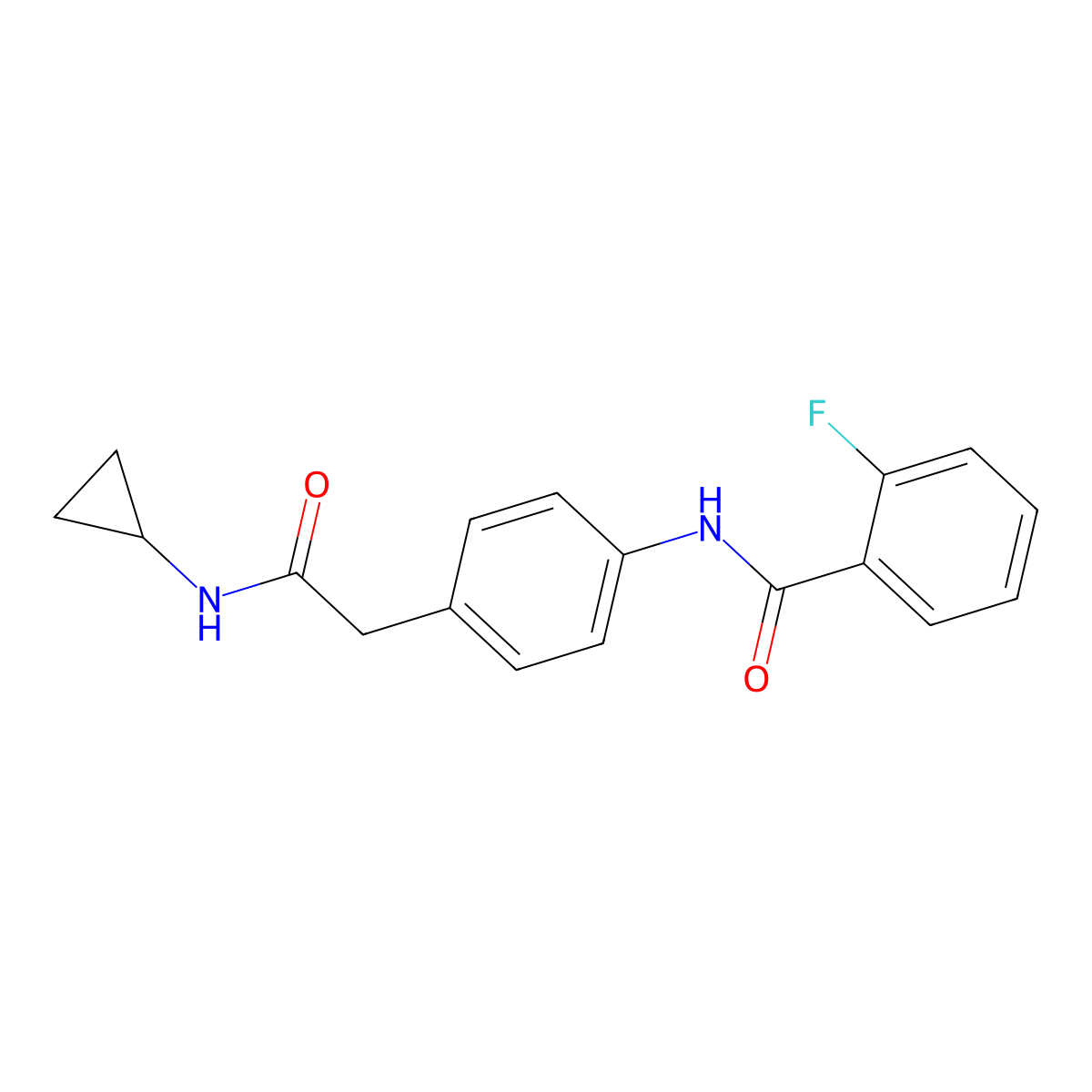 N-{4-[(cyclopropylcarbamoyl)methyl]phenyl}-2-fluorobenzamide molecular structure, CAS 1060246-95-8
