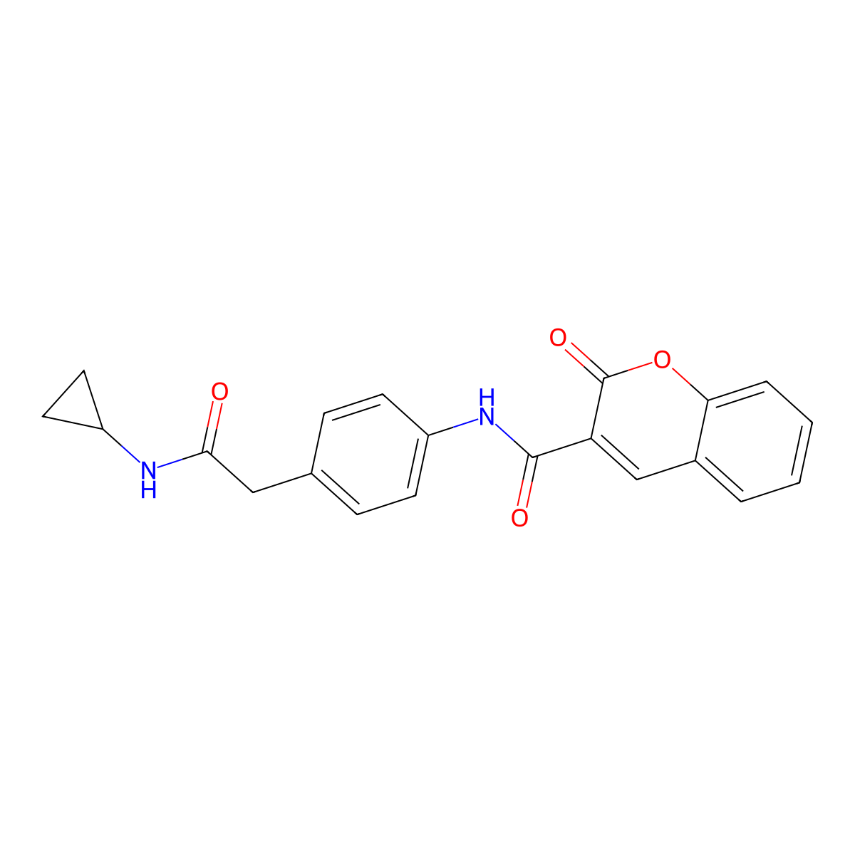 N-{4-[(cyclopropylcarbamoyl)methyl]phenyl}-2-oxo-2H-chromene-3-carboxamide molecular structure, CAS 1060247-20-2