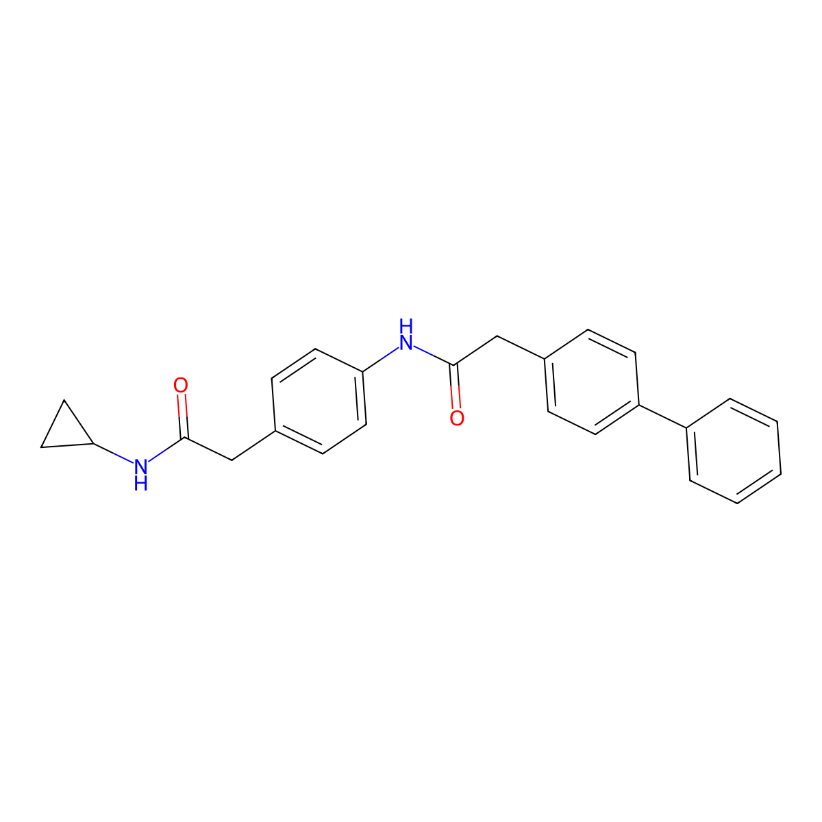 2-[4-(2-{[1,1'-biphenyl]-4-yl}acetamido)phenyl]-N-cyclopropylacetamide molecular structure, CAS 1060247-26-8