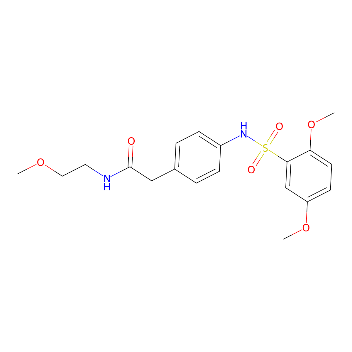 2-[4-(2,5-dimethoxybenzenesulfonamido)phenyl]-N-(2-methoxyethyl)acetamide molecular structure, CAS 1060247-67-7