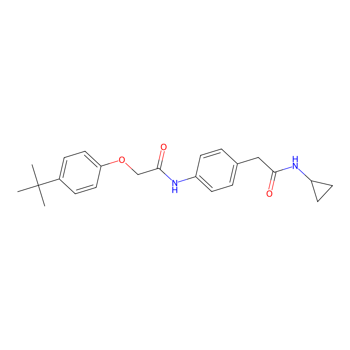 2-(4-tert-butylphenoxy)-N-{4-[(cyclopropylcarbamoyl)methyl]phenyl}acetamide molecular structure, CAS 1060247-69-9