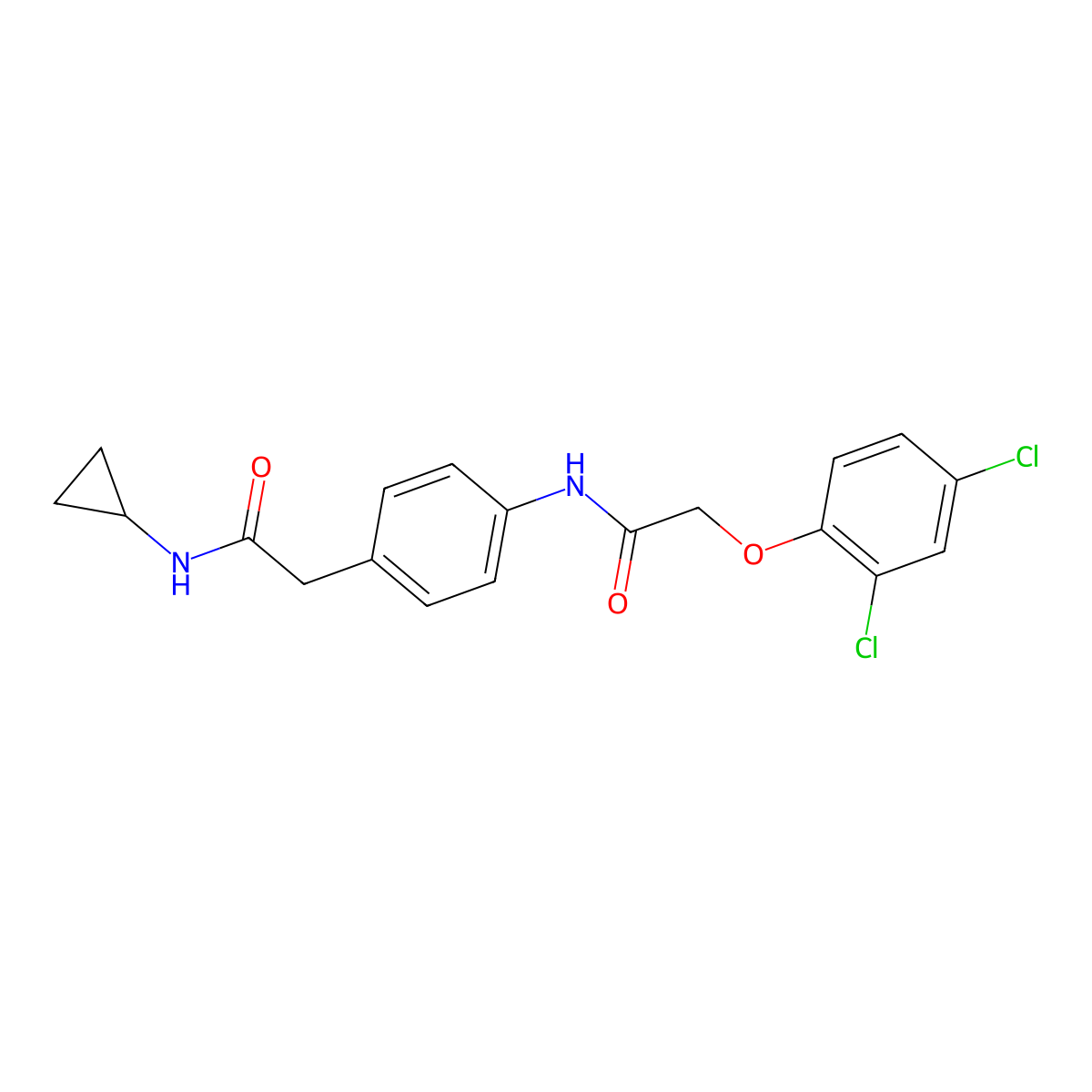 N-{4-[(cyclopropylcarbamoyl)methyl]phenyl}-2-(2,4-dichlorophenoxy)acetamide molecular structure, CAS 1060247-81-5