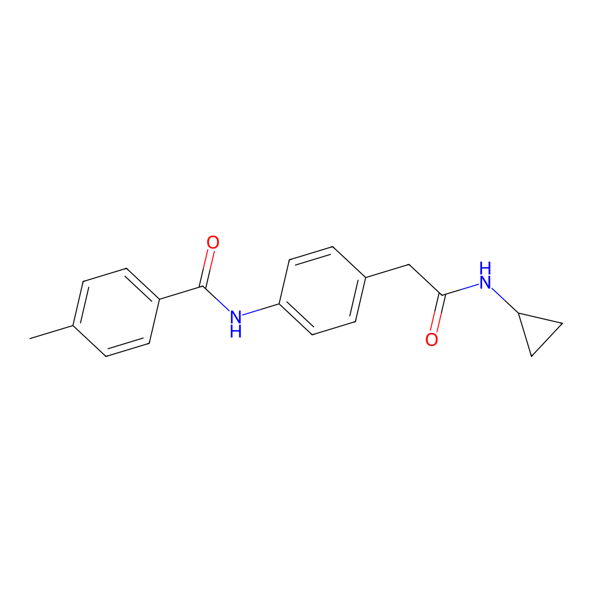 N-{4-[(cyclopropylcarbamoyl)methyl]phenyl}-4-methylbenzamide molecular structure, CAS 1060247-93-9