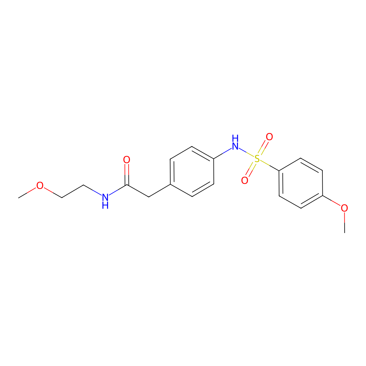 2-[4-(4-methoxybenzenesulfonamido)phenyl]-N-(2-methoxyethyl)acetamide molecular structure, CAS 1060248-03-4