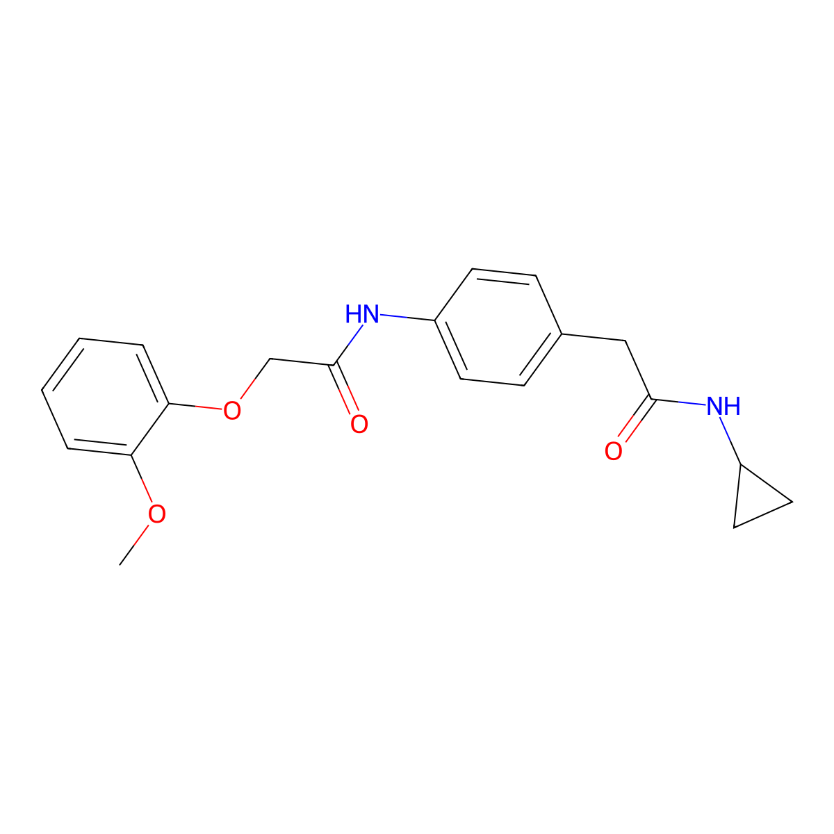 N-{4-[(cyclopropylcarbamoyl)methyl]phenyl}-2-(2-methoxyphenoxy)acetamide molecular structure, CAS 1060248-05-6
