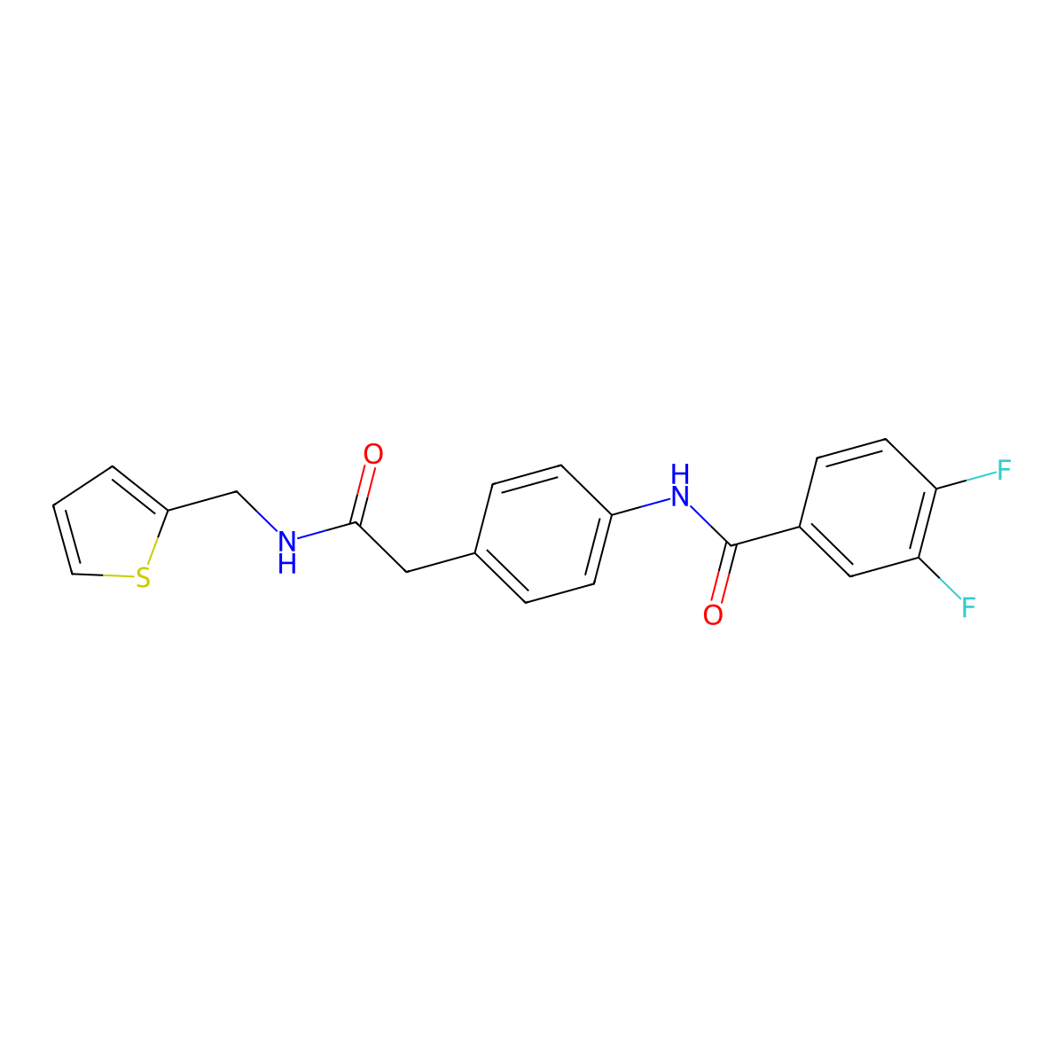 3,4-difluoro-N-[4-({[(thiophen-2-yl)methyl]carbamoyl}methyl)phenyl]benzamide molecular structure, CAS 1060250-40-9