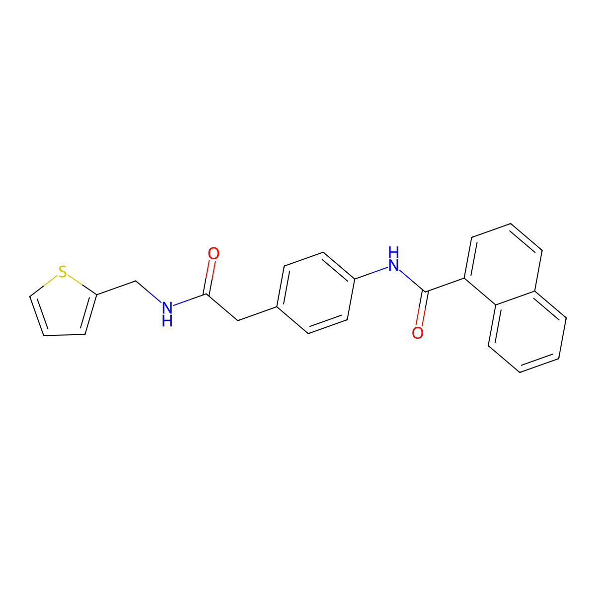 N-[4-({[(thiophen-2-yl)methyl]carbamoyl}methyl)phenyl]naphthalene-1-carboxamide molecular structure, CAS 1060250-45-4