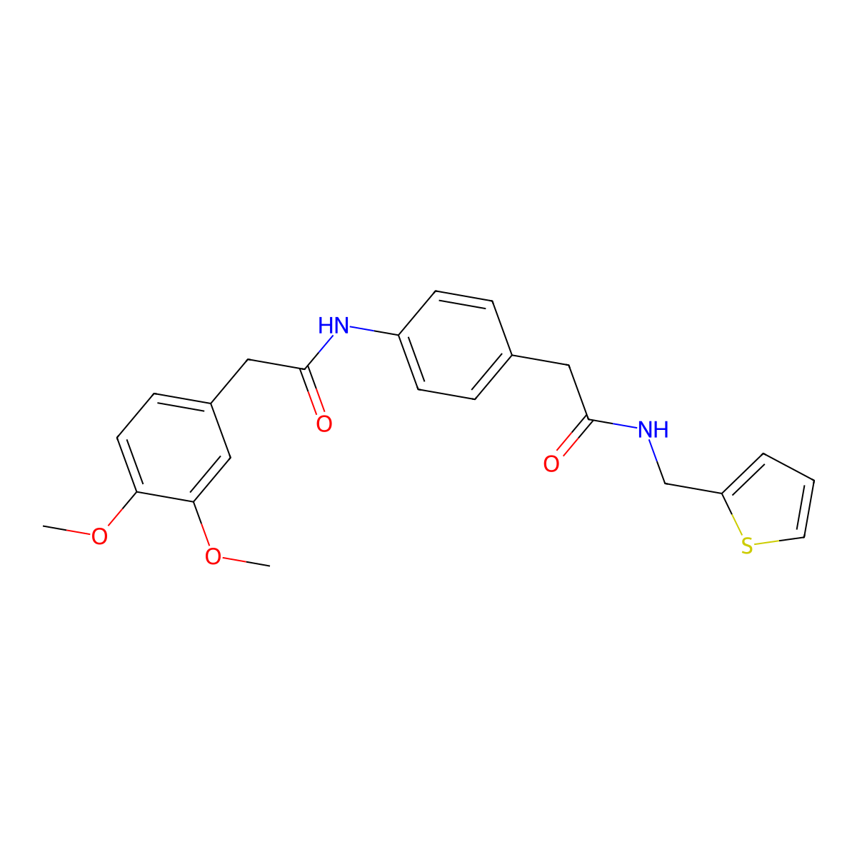 2-{4-[2-(3,4-dimethoxyphenyl)acetamido]phenyl}-N-[(thiophen-2-yl)methyl]acetamide molecular structure, CAS 1060250-55-6