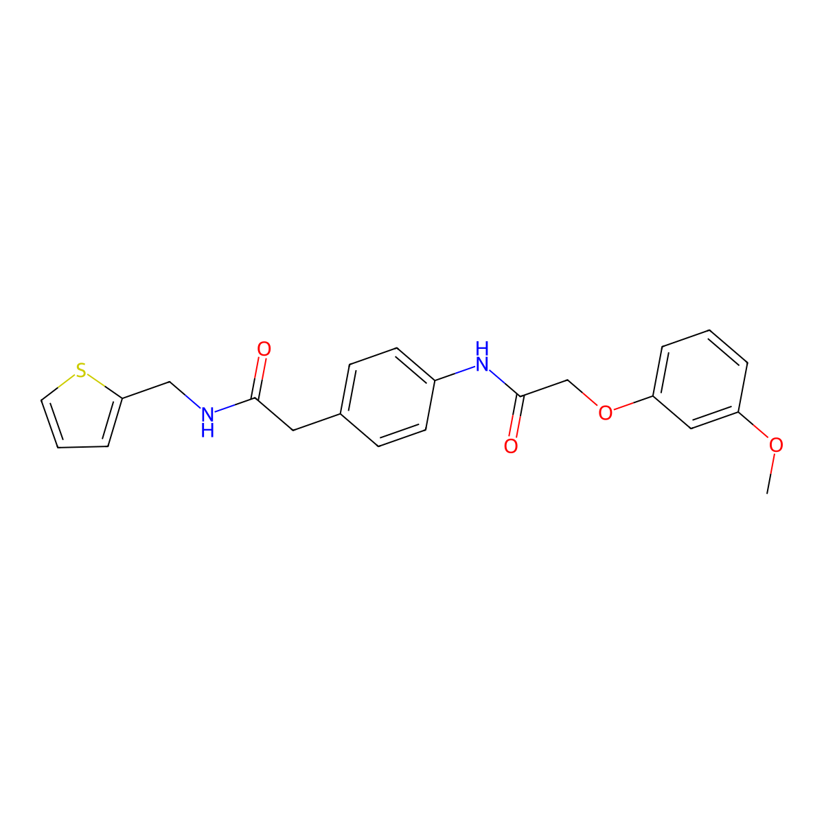 2-(3-methoxyphenoxy)-N-[4-({[(thiophen-2-yl)methyl]carbamoyl}methyl)phenyl]acetamide molecular structure, CAS 1060250-80-7