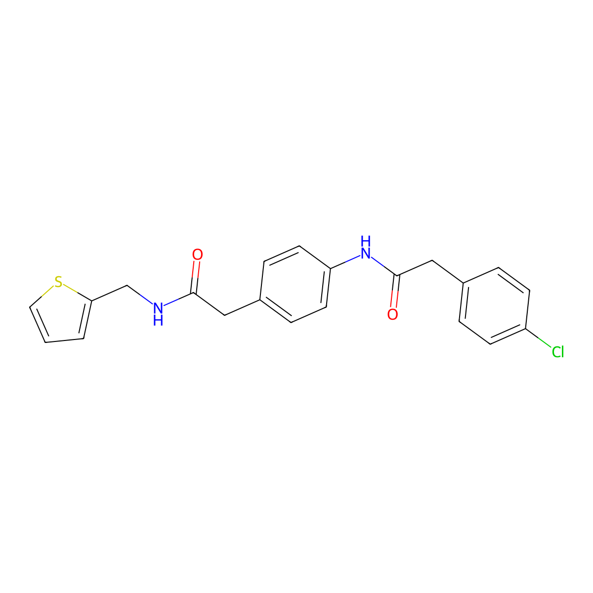 2-{4-[2-(4-chlorophenyl)acetamido]phenyl}-N-[(thiophen-2-yl)methyl]acetamide molecular structure, CAS 1060251-65-1