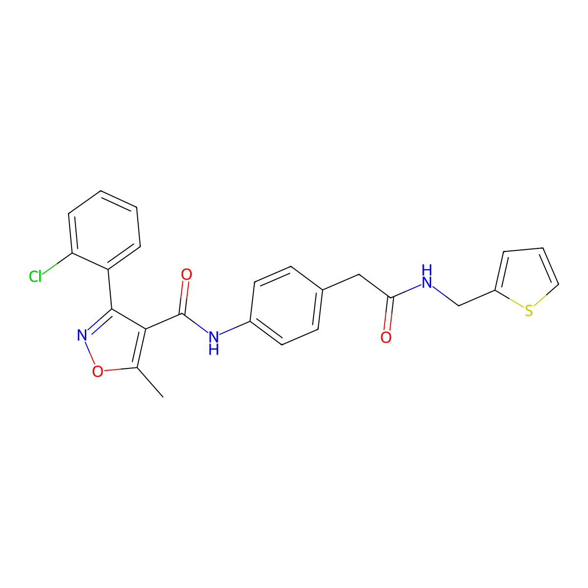 3-(2-chlorophenyl)-5-methyl-N-[4-({[(thiophen-2-yl)methyl]carbamoyl}methyl)phenyl]-1,2-oxazole-4-carboxamide molecular structure, CAS 1060251-83-3