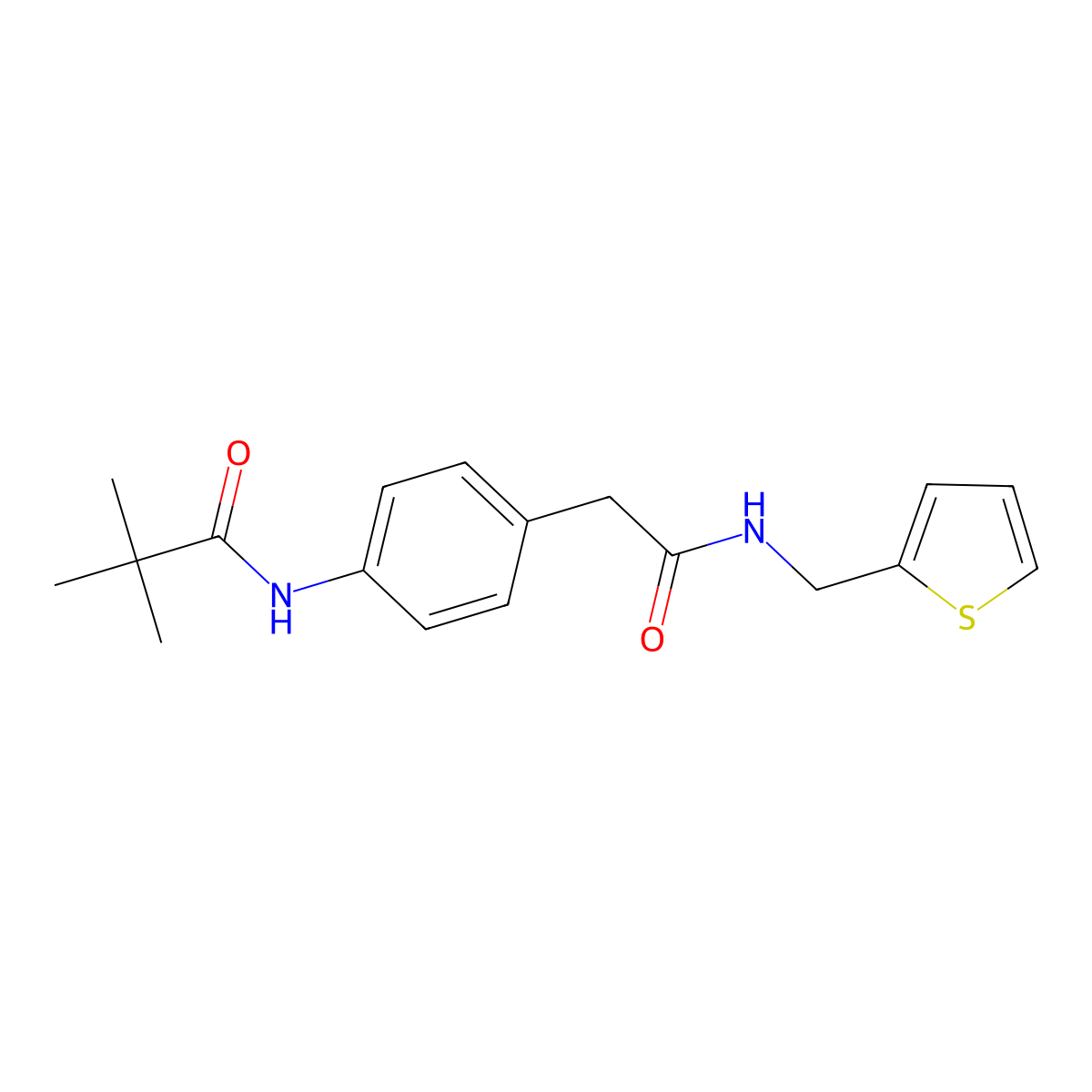 2,2-dimethyl-N-[4-({[(thiophen-2-yl)methyl]carbamoyl}methyl)phenyl]propanamide molecular structure, CAS 1060251-89-9