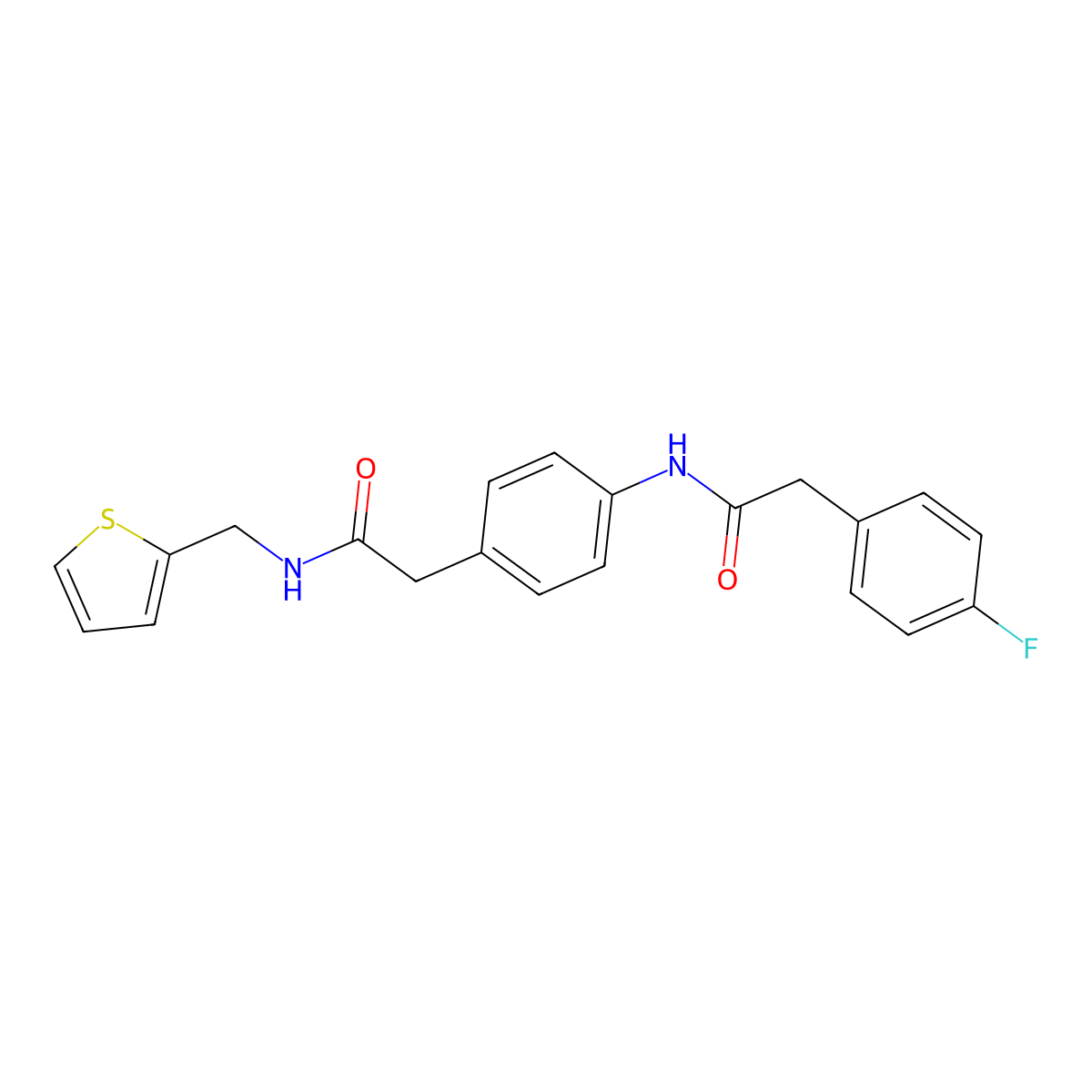 2-{4-[2-(4-fluorophenyl)acetamido]phenyl}-N-[(thiophen-2-yl)methyl]acetamide molecular structure, CAS 1060252-00-7
