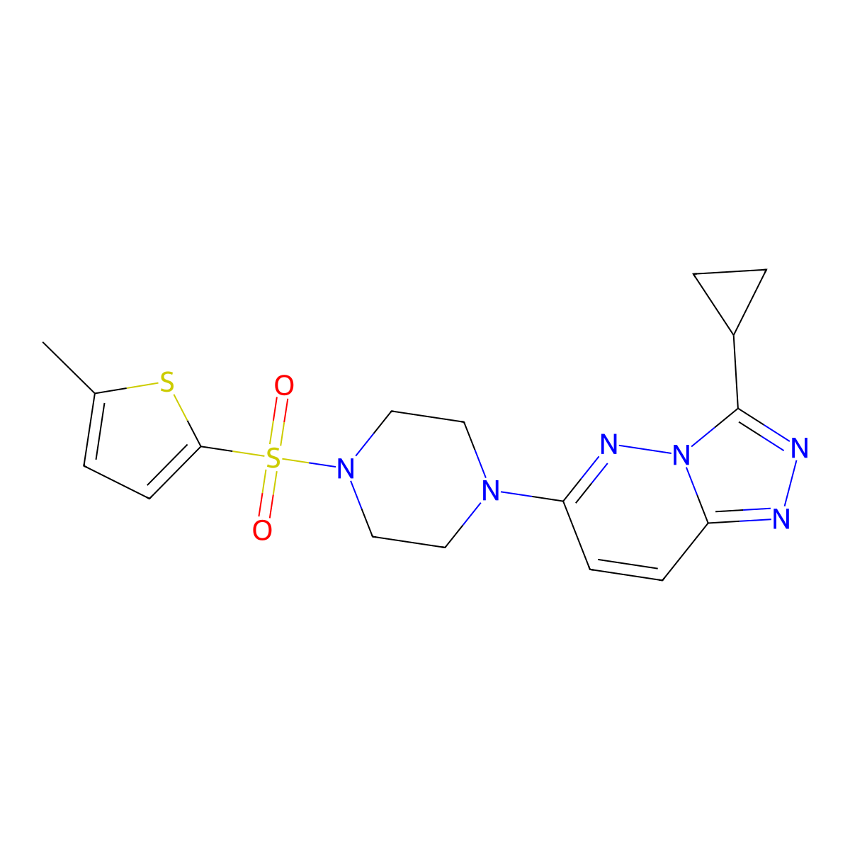 1-{3-Cyclopropyl-[1,2,4]triazolo[4,3-b]pyridazin-6-yl}-4-[(5-methylthiophen-2-yl)sulfonyl]piperazine molecular structure, CAS 1060252-99-4
