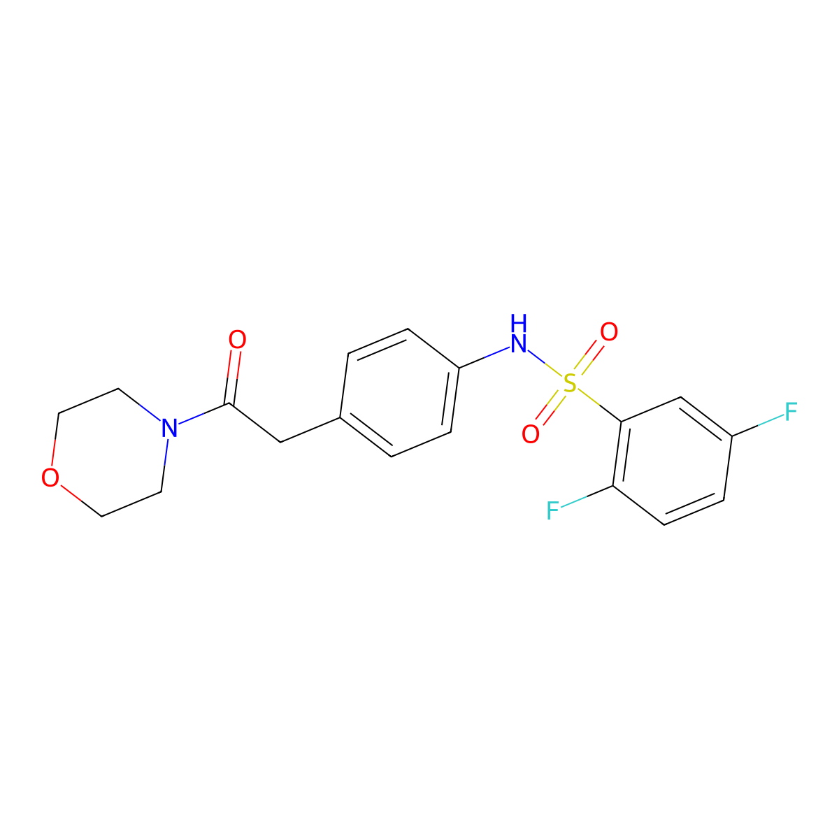 2,5-difluoro-N-{4-[2-(morpholin-4-yl)-2-oxoethyl]phenyl}benzene-1-sulfonamide molecular structure, CAS 1060254-96-7