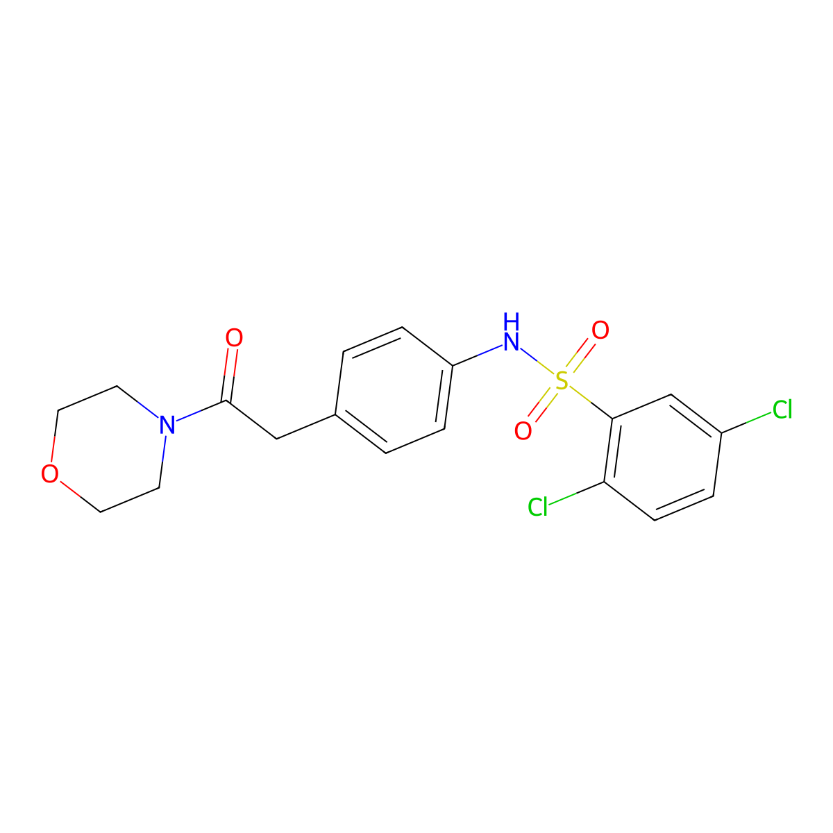 2,5-dichloro-N-{4-[2-(morpholin-4-yl)-2-oxoethyl]phenyl}benzene-1-sulfonamide molecular structure, CAS 1060255-10-8