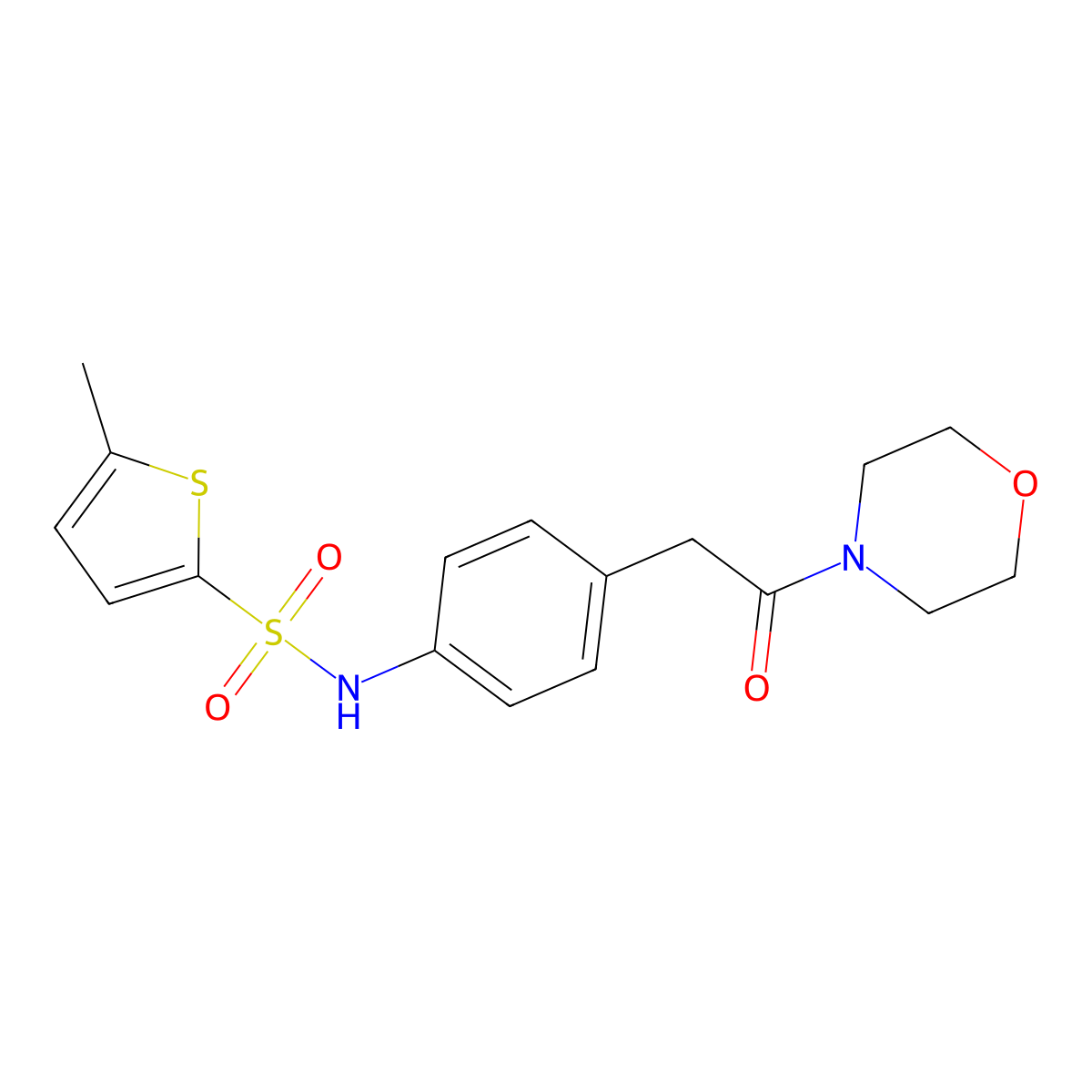5-methyl-N-{4-[2-(morpholin-4-yl)-2-oxoethyl]phenyl}thiophene-2-sulfonamide molecular structure, CAS 1060255-66-4