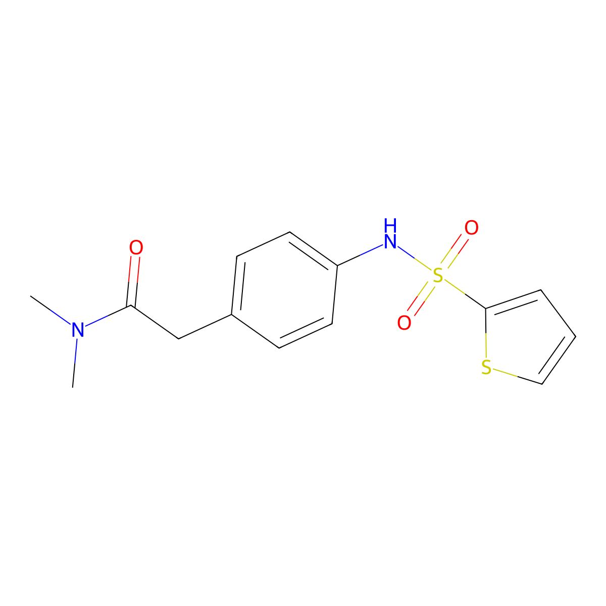 N,N-dimethyl-2-[4-(thiophene-2-sulfonamido)phenyl]acetamide molecular structure, CAS 1060259-52-0