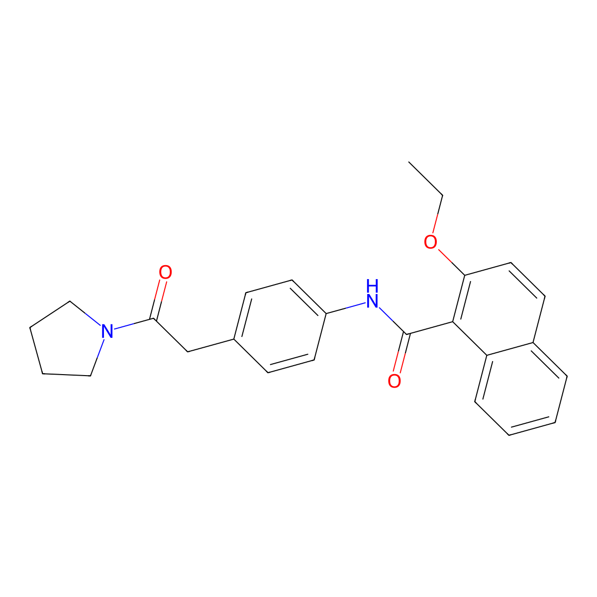 2-ethoxy-N-{4-[2-oxo-2-(pyrrolidin-1-yl)ethyl]phenyl}naphthalene-1-carboxamide molecular structure, CAS 1060259-96-2