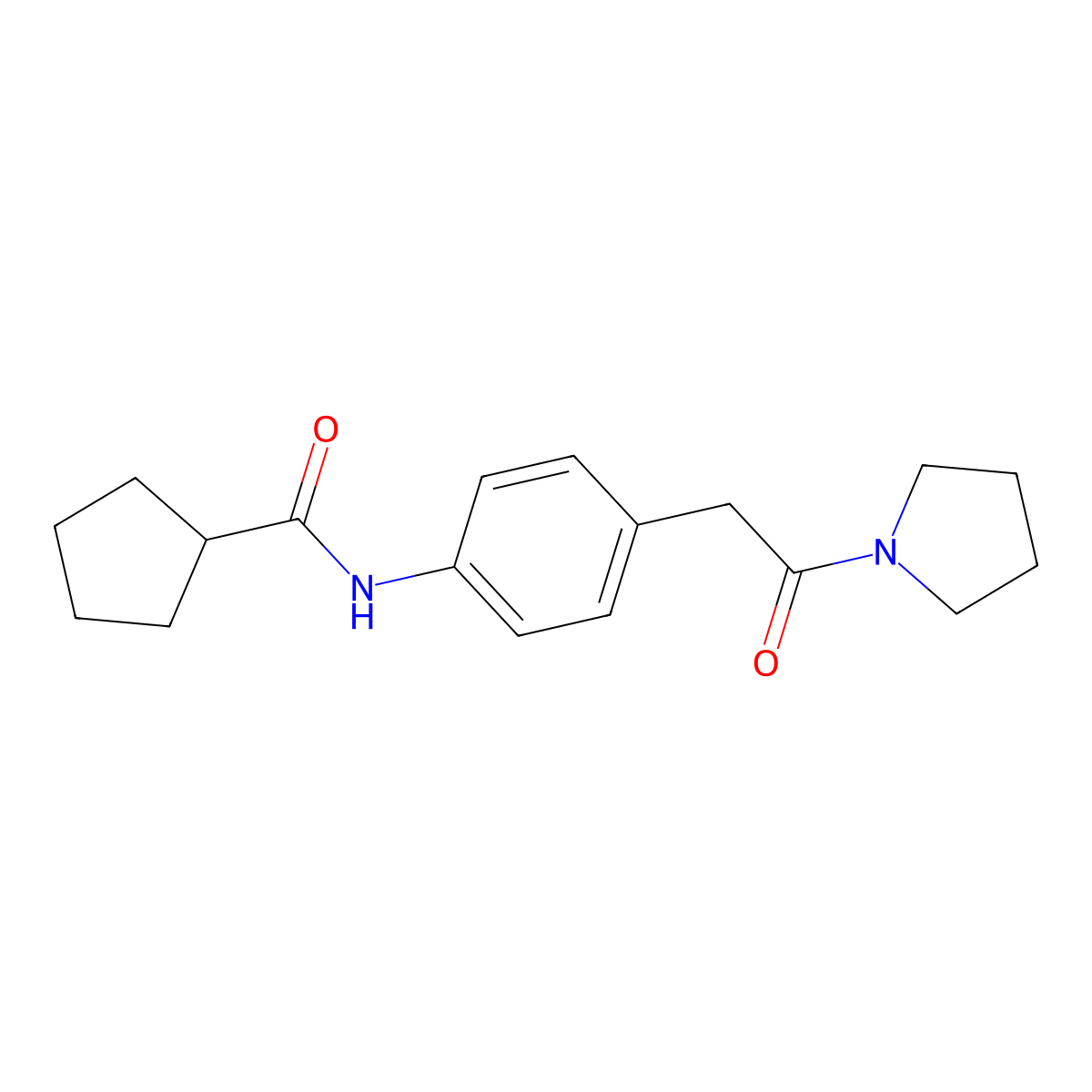 N-{4-[2-oxo-2-(pyrrolidin-1-yl)ethyl]phenyl}cyclopentanecarboxamide molecular structure, CAS 1060260-14-1
