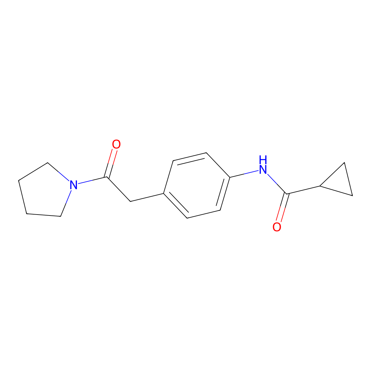 N-{4-[2-oxo-2-(pyrrolidin-1-yl)ethyl]phenyl}cyclopropanecarboxamide molecular structure, CAS 1060260-20-9