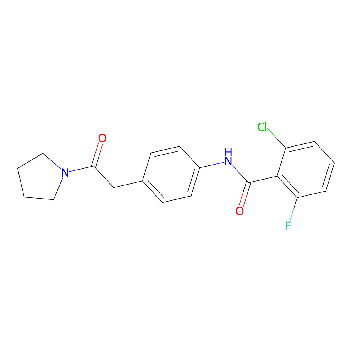 2-chloro-6-fluoro-N-{4-[2-oxo-2-(pyrrolidin-1-yl)ethyl]phenyl}benzamide molecular structure, CAS 1060260-26-5