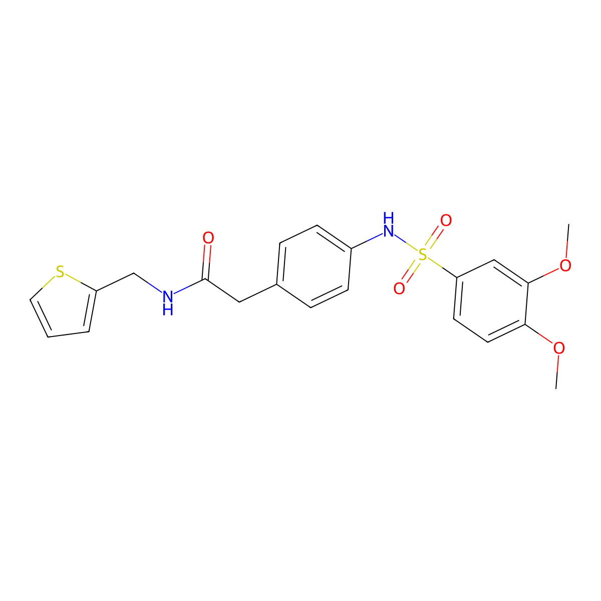 2-[4-(3,4-dimethoxybenzenesulfonamido)phenyl]-N-[(thiophen-2-yl)methyl]acetamide molecular structure, CAS 1060260-54-9