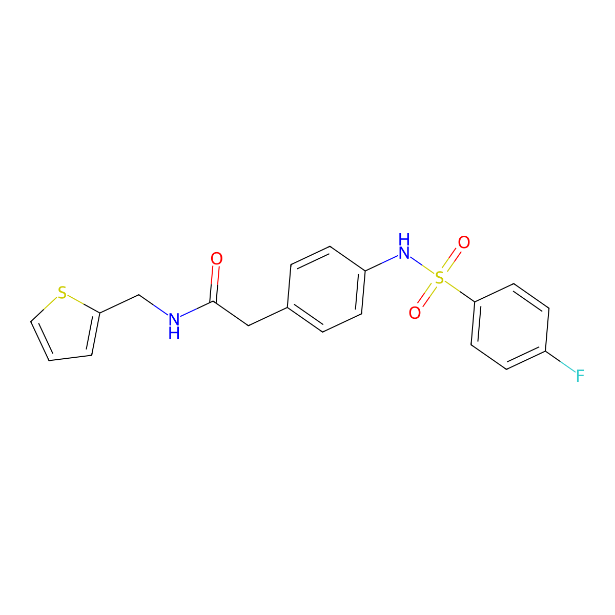 2-[4-(4-fluorobenzenesulfonamido)phenyl]-N-[(thiophen-2-yl)methyl]acetamide molecular structure, CAS 1060260-60-7
