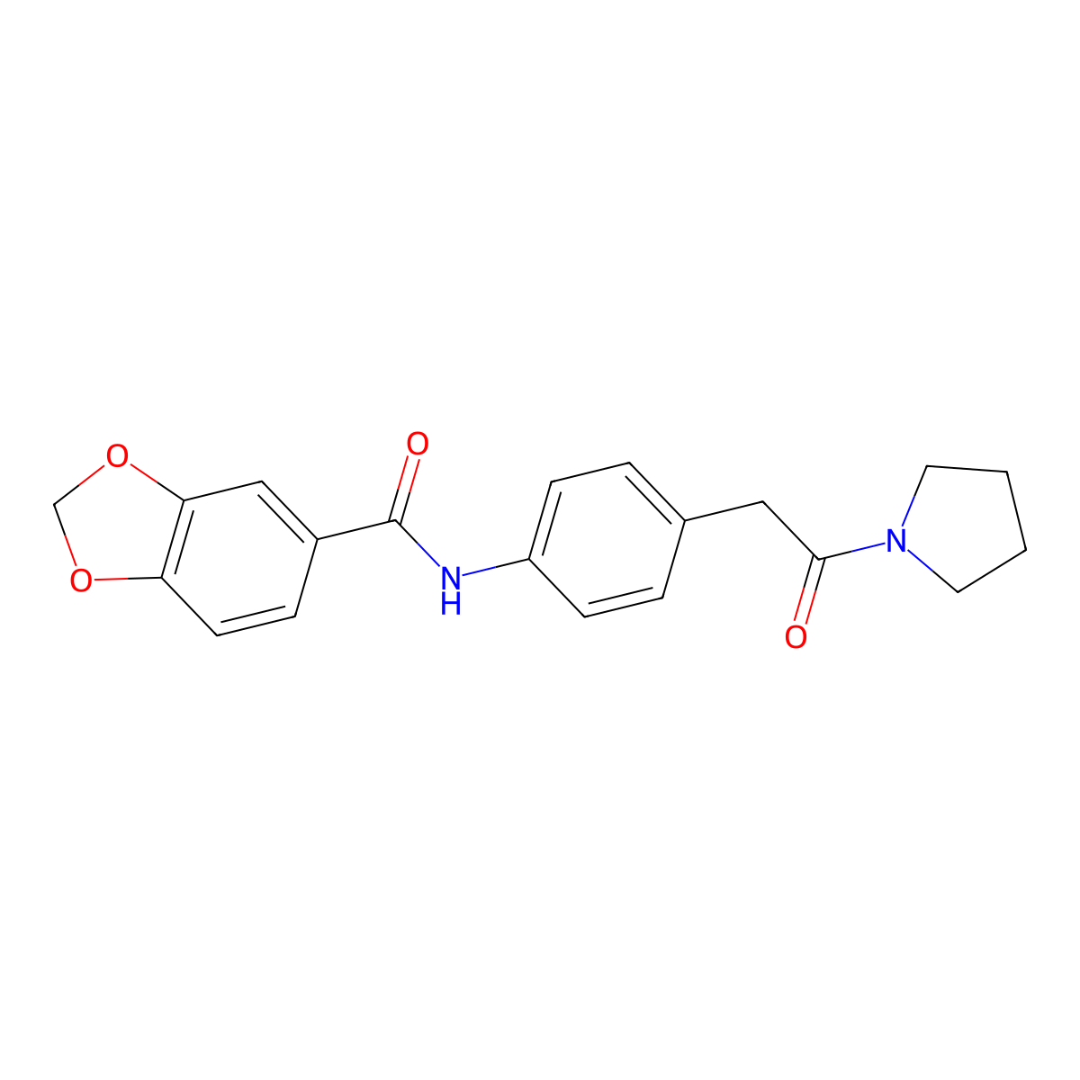 N-{4-[2-oxo-2-(pyrrolidin-1-yl)ethyl]phenyl}-2H-1,3-benzodioxole-5-carboxamide molecular structure, CAS 1060260-96-9
