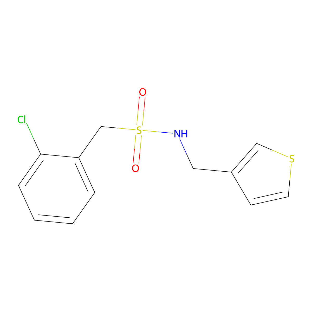 1-(2-chlorophenyl)-N-[(thiophen-3-yl)methyl]methanesulfonamide molecular structure, CAS 1060260-98-1