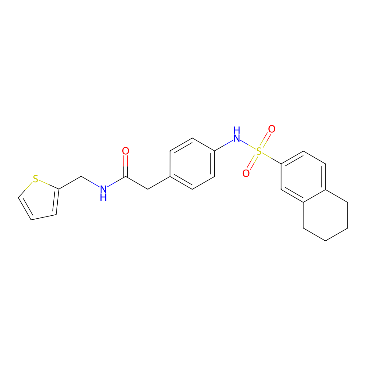 2-[4-(5,6,7,8-tetrahydronaphthalene-2-sulfonamido)phenyl]-N-[(thiophen-2-yl)methyl]acetamide molecular structure, CAS 1060261-00-8