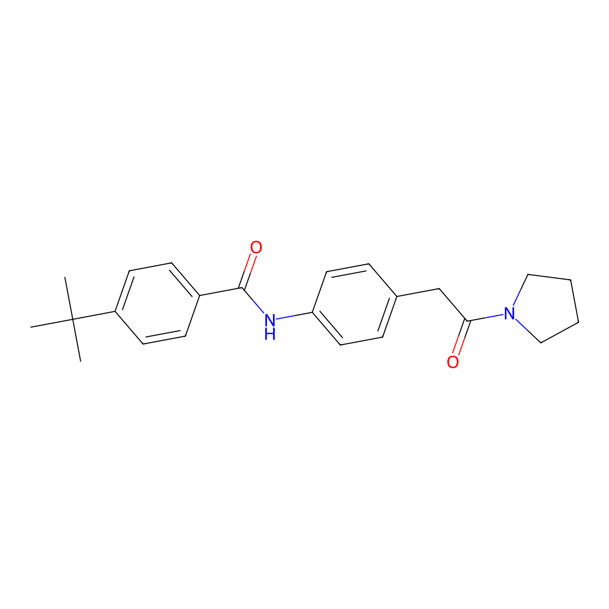 4-tert-butyl-N-{4-[2-oxo-2-(pyrrolidin-1-yl)ethyl]phenyl}benzamide molecular structure, CAS 1060261-02-0