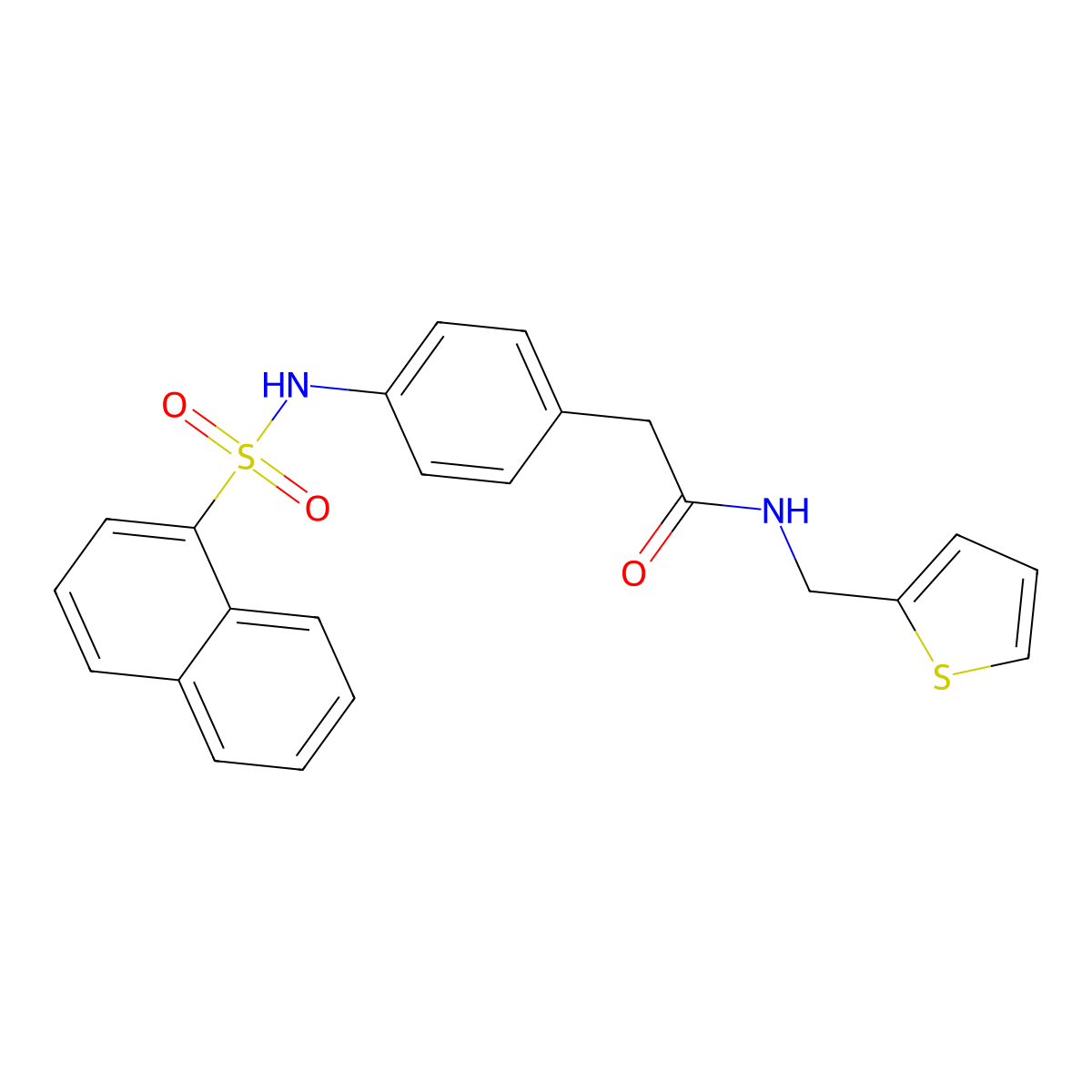 2-[4-(naphthalene-1-sulfonamido)phenyl]-N-[(thiophen-2-yl)methyl]acetamide molecular structure, CAS 1060261-18-8