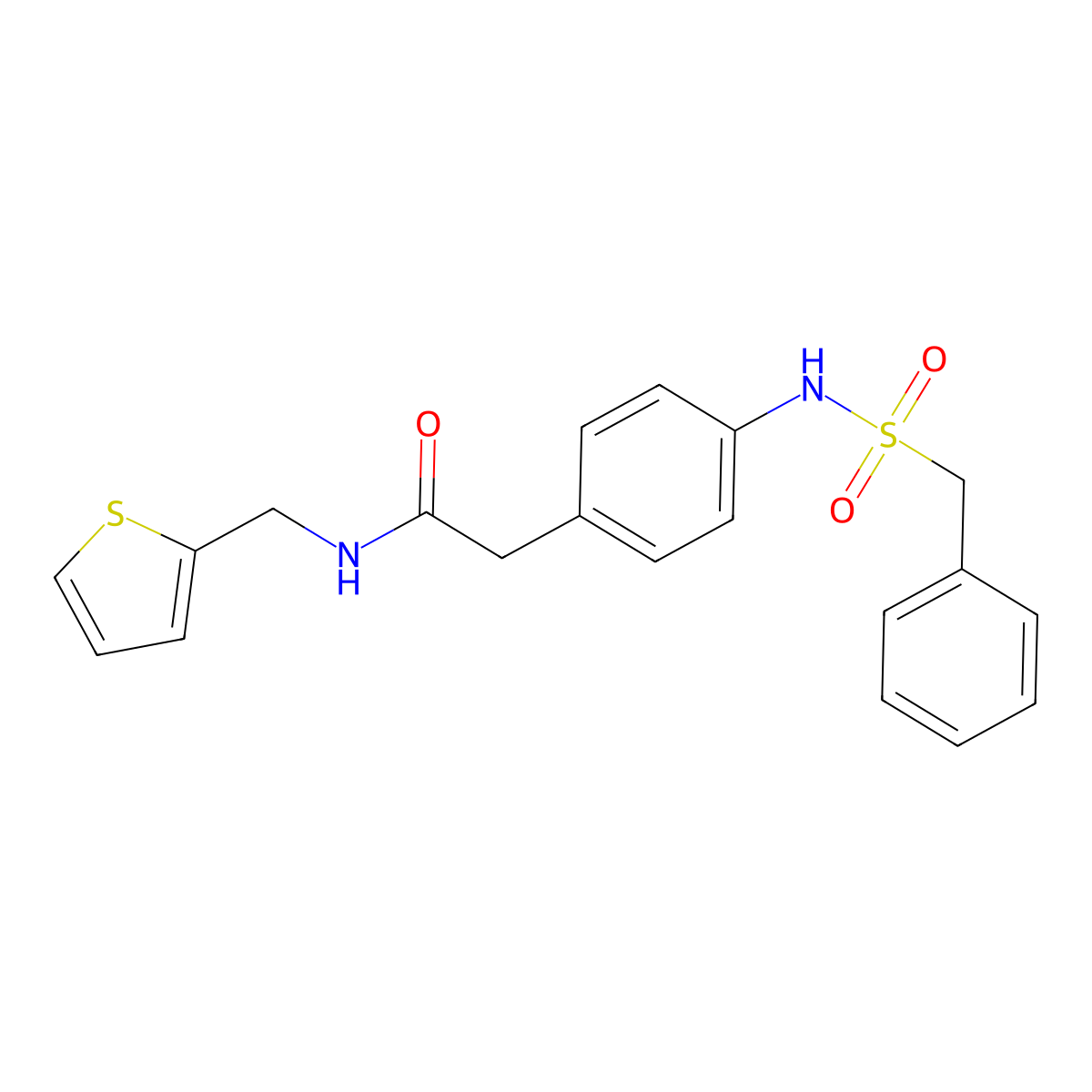 2-[4-(phenylmethanesulfonamido)phenyl]-N-[(thiophen-2-yl)methyl]acetamide molecular structure, CAS 1060261-60-0