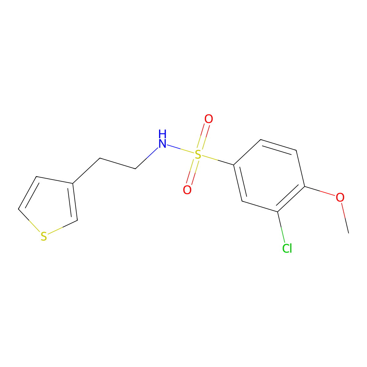 3-chloro-4-methoxy-N-[2-(thiophen-3-yl)ethyl]benzene-1-sulfonamide molecular structure, CAS 1060261-99-5