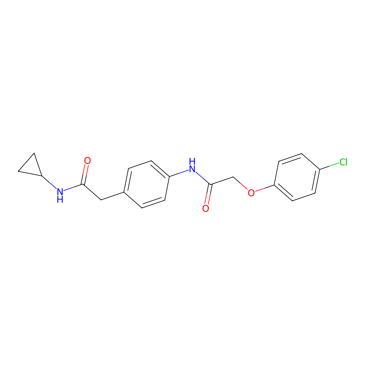 2-(4-chlorophenoxy)-N-{4-[(cyclopropylcarbamoyl)methyl]phenyl}acetamide molecular structure, CAS 1060262-13-6