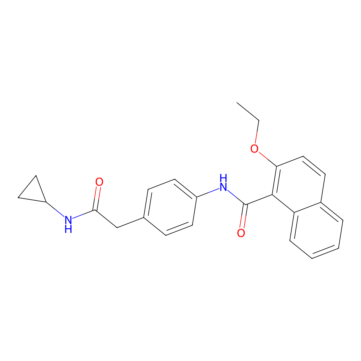 N-{4-[(cyclopropylcarbamoyl)methyl]phenyl}-2-ethoxynaphthalene-1-carboxamide molecular structure, CAS 1060262-37-4